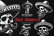10 Bundle Dark Art Skull Sombrero, an Illustration by Morspective (Thumbnail 1 of 7)