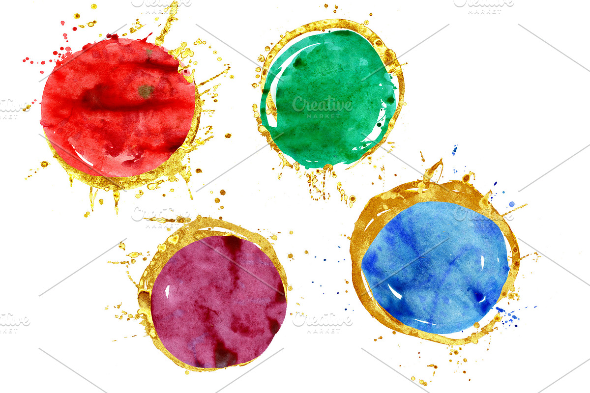 Watercolor brush strokes with gold, a Decorative Illustration by Watercolor fantasy (Photo 5 of 6)
