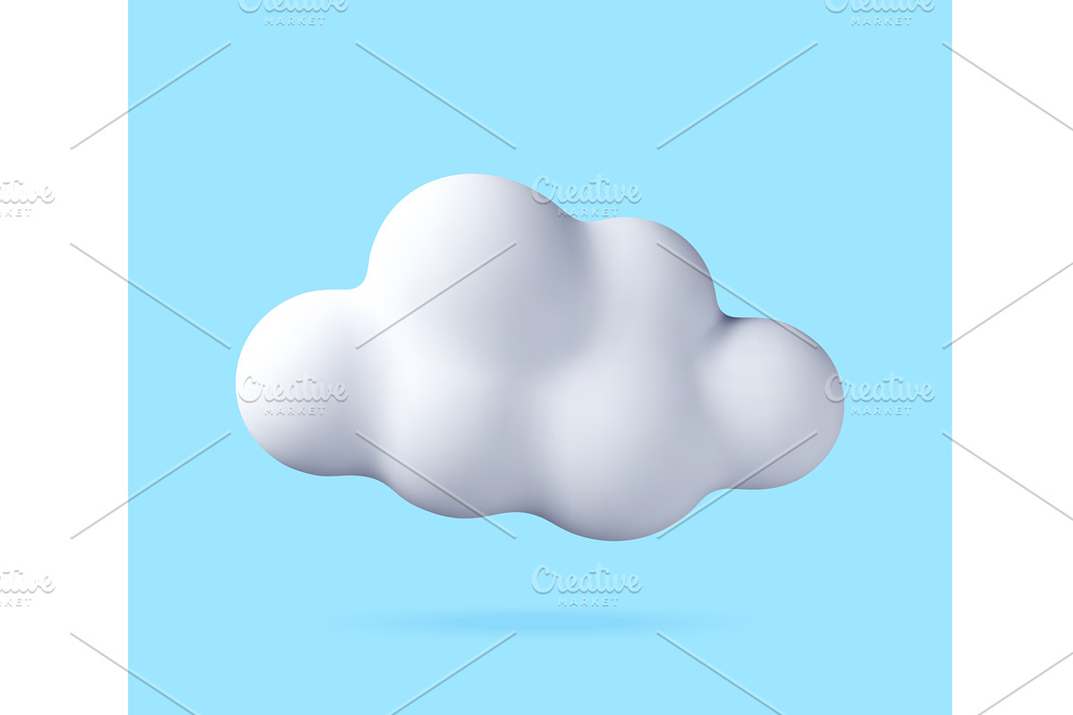 White 3d cloud icon isolated on blue, a Technology Illustration by Abscent