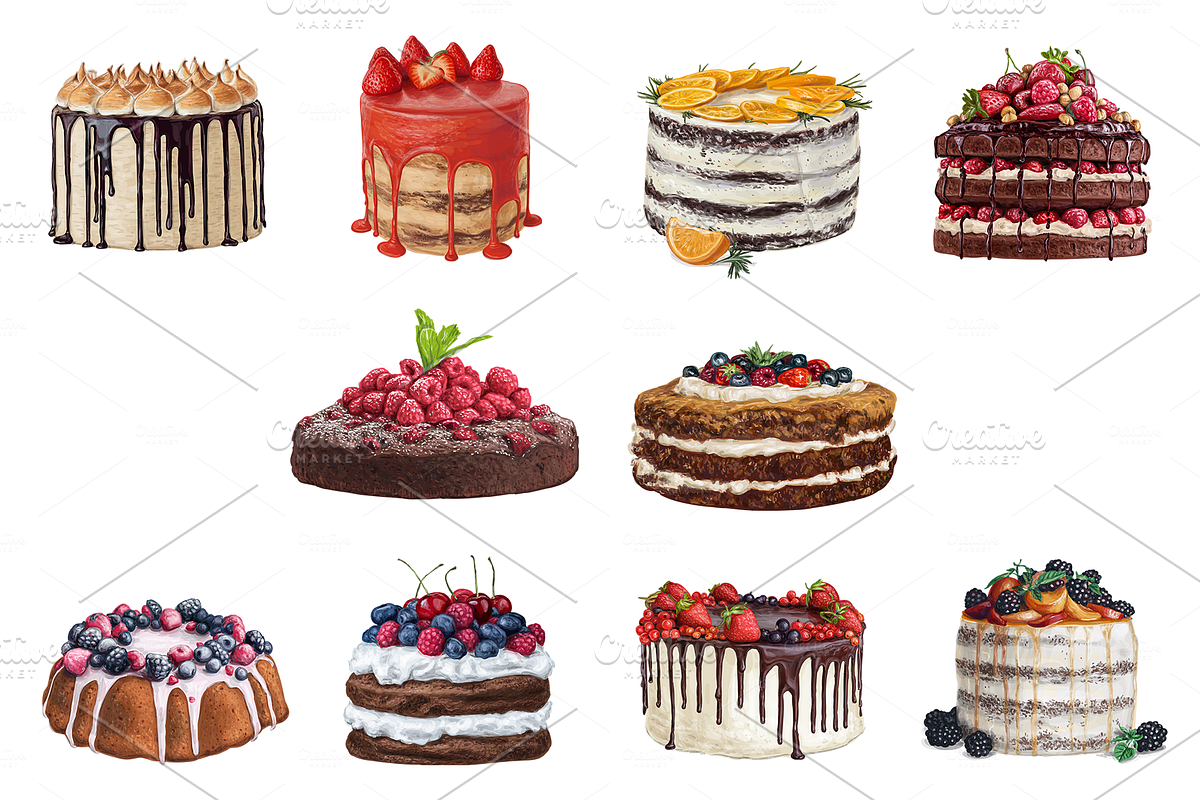 Big 49 cake bundle. VECTOR, a Food Illustration by Natalka Dmitrova art (Photo 3 of 9)