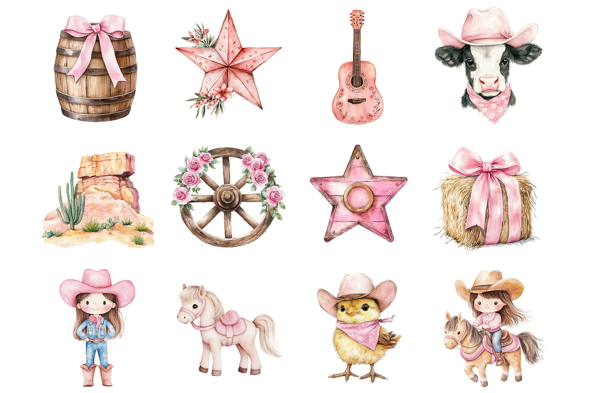 Watercolor Cowgirl Clipart, a Seasonal Illustration by Design Market (Photo 2 of 5)