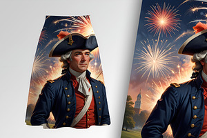 Patriot Man and American Flag 1776, a Person Illustration by Sharon Schwalbe