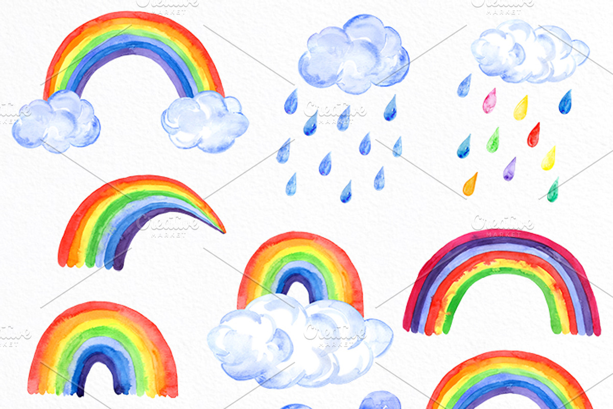 Rainbow Watercolor clipart, an Illustration by AqwaColor (Photo 2 of 3)