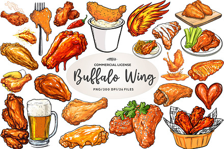 Buffalo Wing Clipart, an Illustration by CreationArt