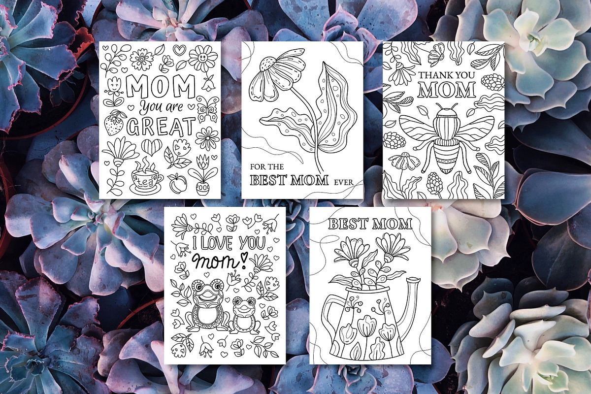 Mother's Day Greeting Coloring Pages, an Illustration by ChristinaDesigns (Photo 3 of 5)