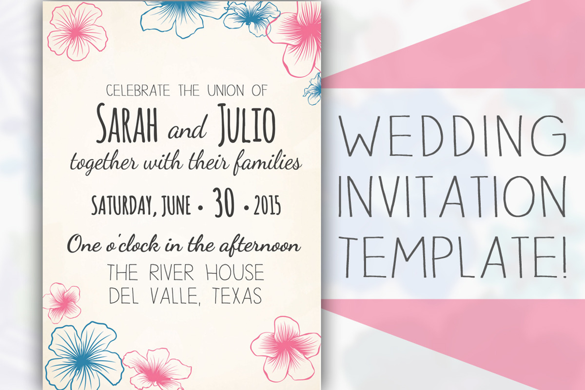 Floral Wedding Invitation Template, an Invitation Template by tbarkley (Photo 1 of 2)