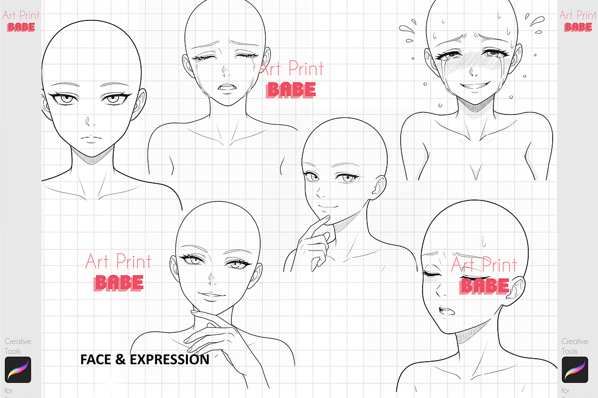 Anime Girl Maker Procreate Character, a Brush Add-On by ArtPrintBabe (Photo 8 of 10)
