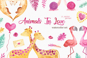 Watercolor Valentines Day Animals