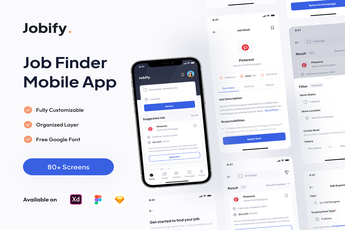 Jobify - Job Finder Mobile App, an App Template by Creative Perspective (Photo 1 of 6)