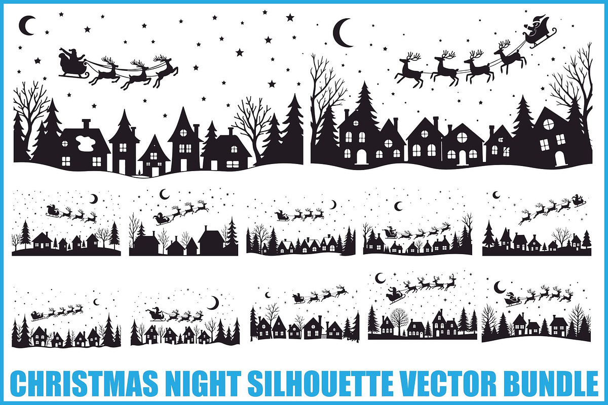 Christmas Night Silhouette Set, an Illustration by BIPLOB EXPERT (Photo 1 of 21)