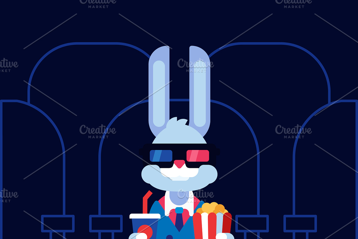 Set of 3 characters in cinema, an Animal Illustration by Dima&Leta Stolz (Photo 3 of 4)