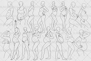 Pregnant Body Poses Stamp Procreate