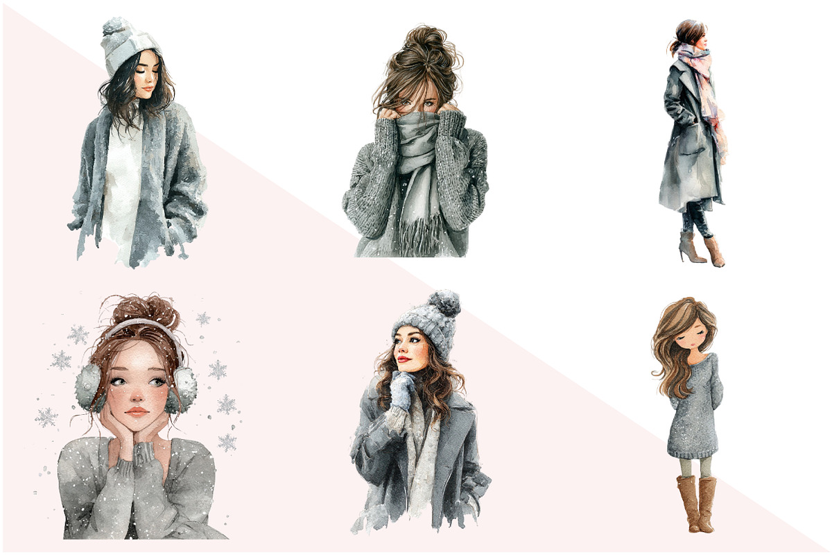 Cozy Winter Grey Girls Fashion, an Illustration by Design Market (Photo 2 of 3)