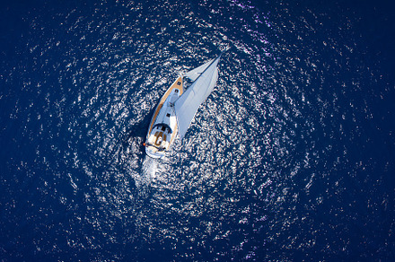 Sailing yacht  in open sea