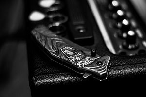 Tiger Engraved Folding Knife, an Arts & Entertainment Photo by jakub_kopecky