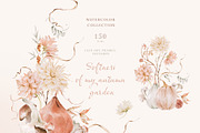 Fall dahlias, pumpkins and mushrooms, an Illustration by astelenadesign (Thumbnail 1 of 16)