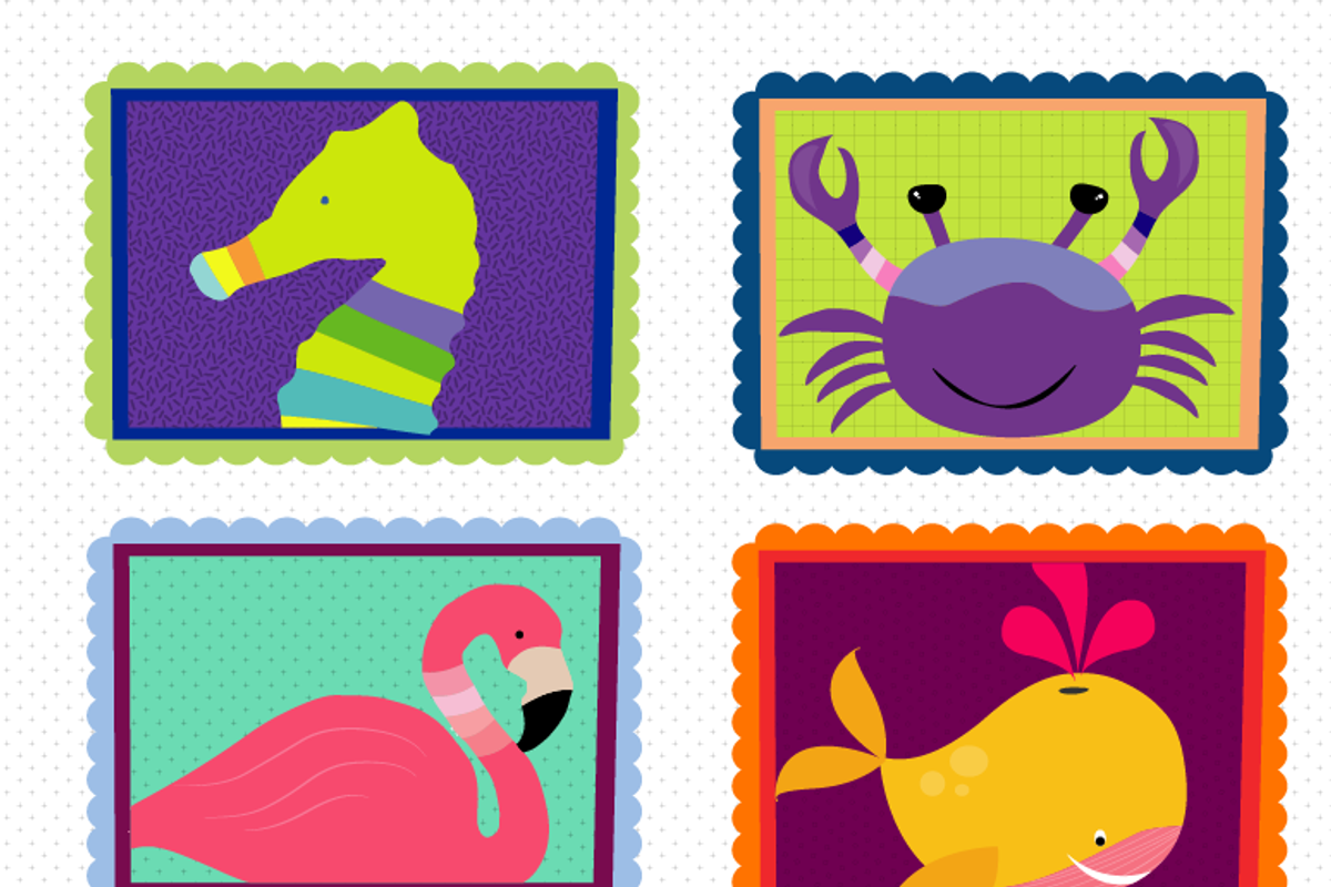 Animals on Frames Clipart, an Animal Illustration by Graphics by Nina