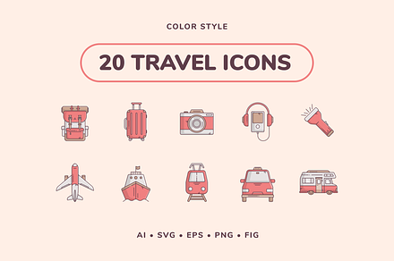 Travel icon set