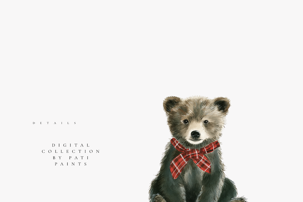 Christmas Forest Animals Clipart, a Decorative Illustration by Pati Paints (Photo 7 of 11)