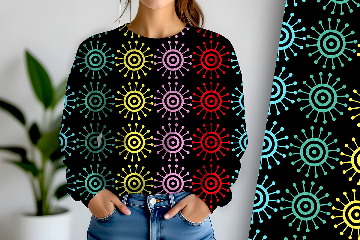 Bright Pop Art Circles on Black, a Pattern Graphic by Sharon Schwalbe (Photo 1 of 6)