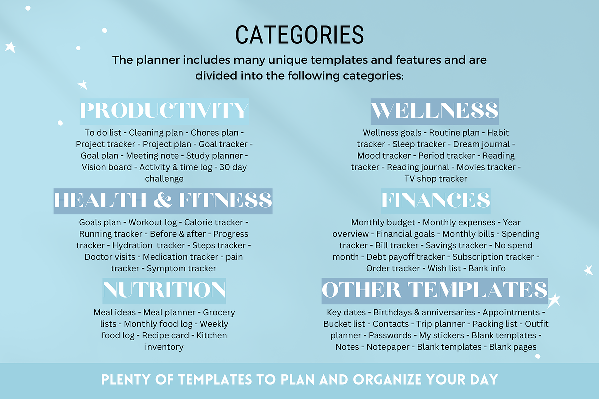 Cute Digital Life Planner 750+ pages, a Templates & Theme by SunshineStudioBoutique (Photo 4 of 9)
