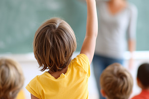 Elementary school student raising, a School & Education Photo by MistyDay