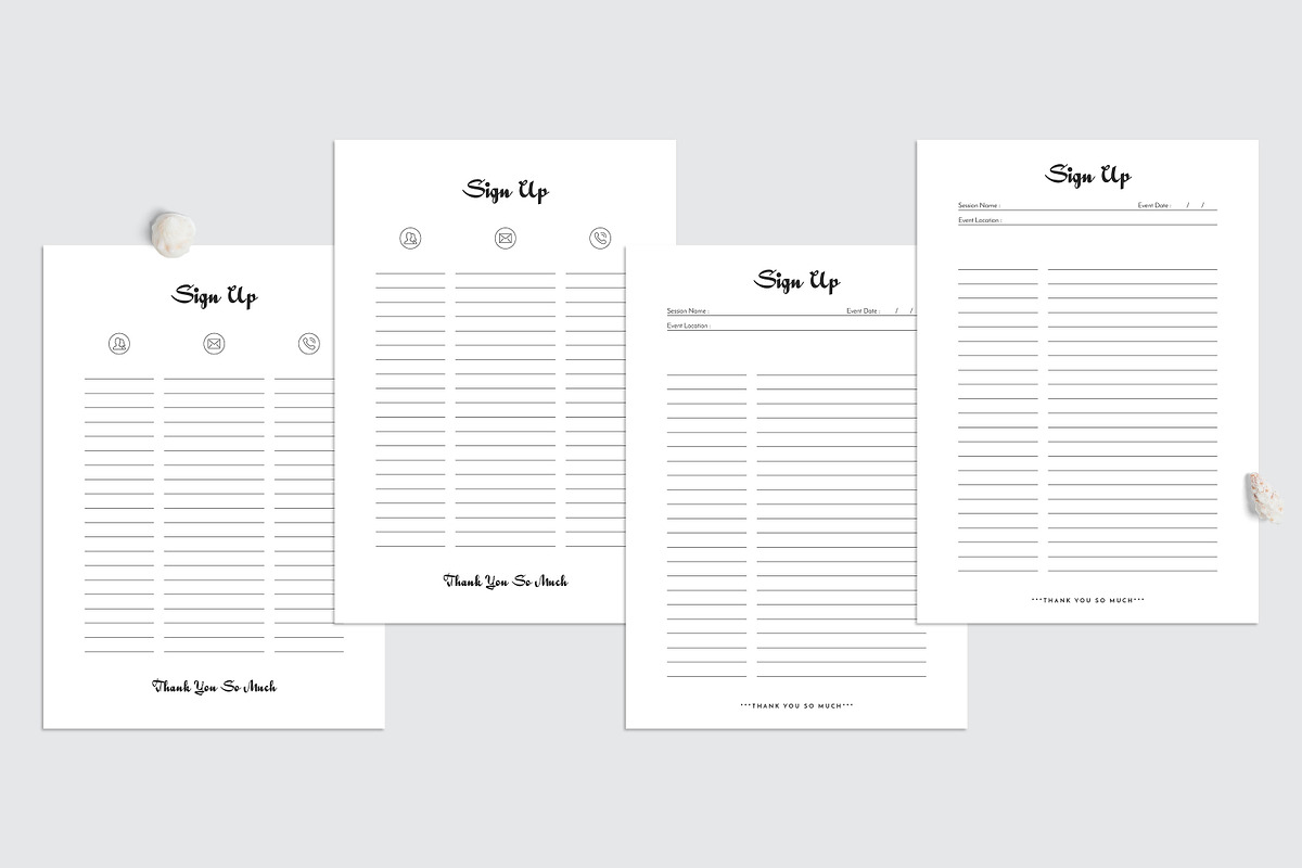 Minimal Sign Up Sheet, a Stationery Template by Amit Debnath (Photo 3 of 6)