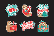 Sloth illustration. Christmas animal, an Animal Illustration by Lettering_Logo (Thumbnail 2 of 7)