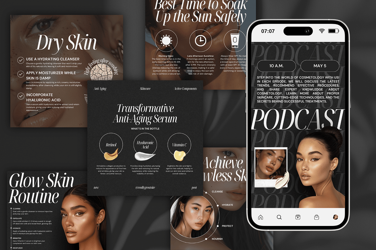 Skincare Coach CANVA Beauty Template, a Social Media Template by Xenié Creative (Photo 2 of 10)