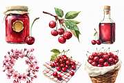 Watercolor Cherry Farm Clipart, an Illustration by Craft Nest (Thumbnail 4 of 6)