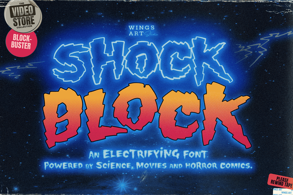Shock Block: An Electrifying Font, a Handwritten Font by Wingsart Studio (Photo 1 of 16)