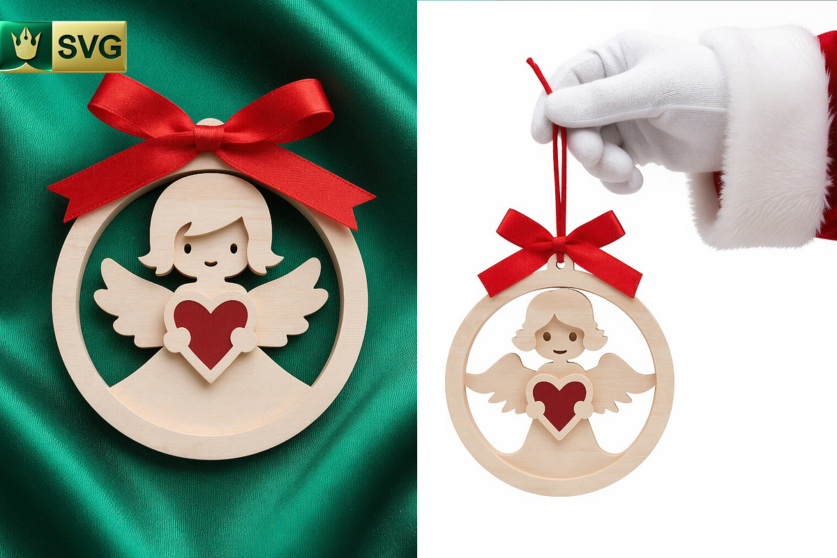 Angel Ornament 3D Layered SVG Cut, an Object Graphic by pixaroma (Photo 9 of 10)