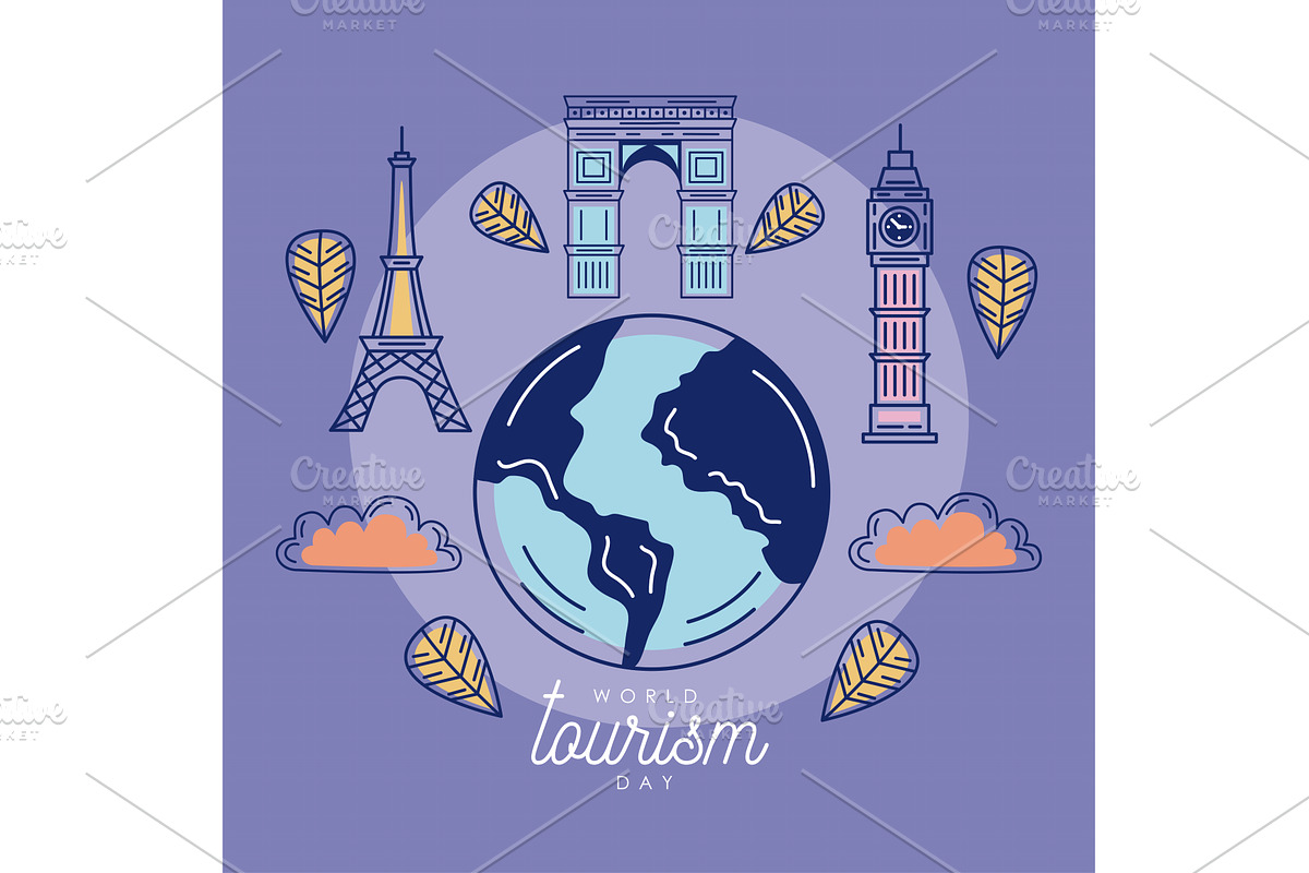 world tourism day lettering, an Illustration by studiogstock
