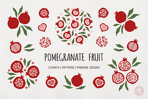 Pomegranate Fruit Clipart Set