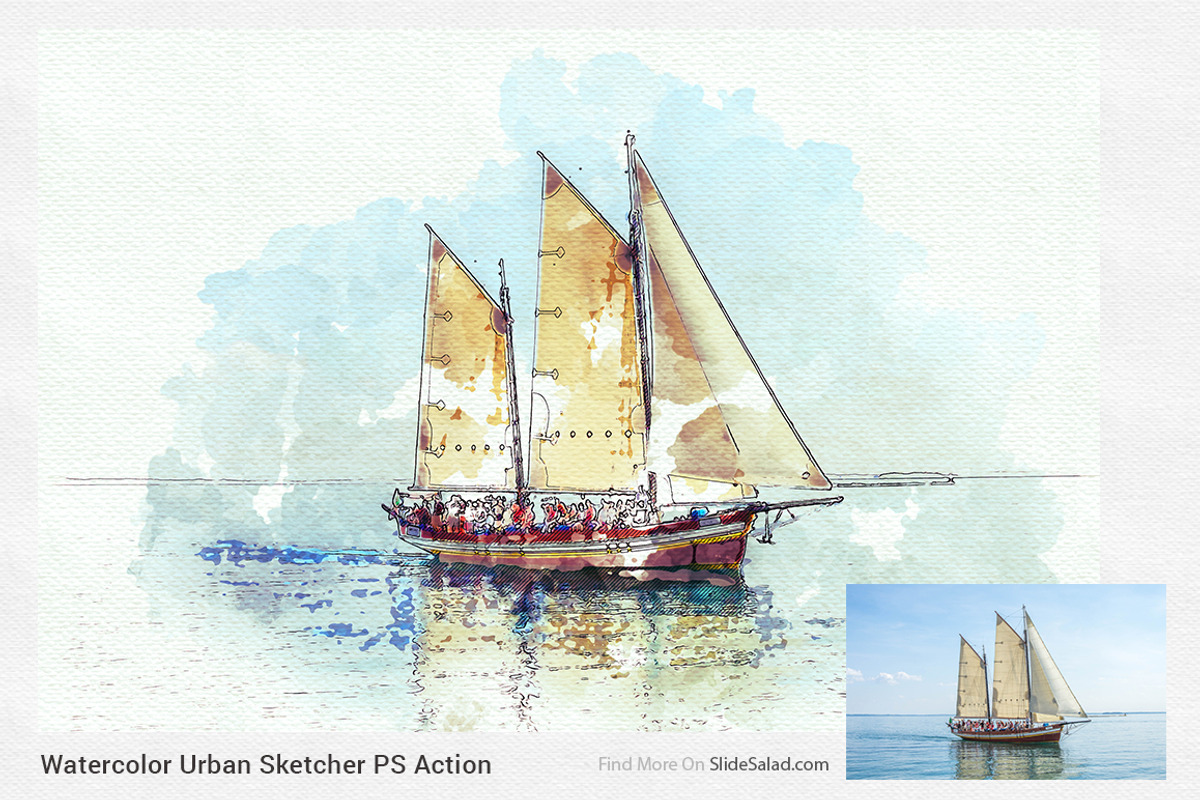 Watercolor Urban Sketcher PS Action, an Action Add-On by SlideSalad (Photo 12 of 21)