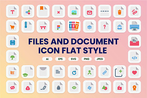 Files and Document Icon Flat Style, an Icon by Pillow Leaf
