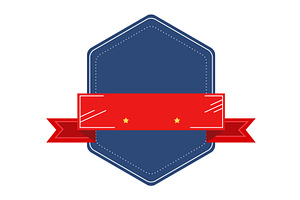 Navy blue badge design with red, an Illustration by seahorsevector