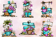 Whimsical Beach Wooden Signs Clipart, an Illustration by SVGArt (Thumbnail 5 of 9)