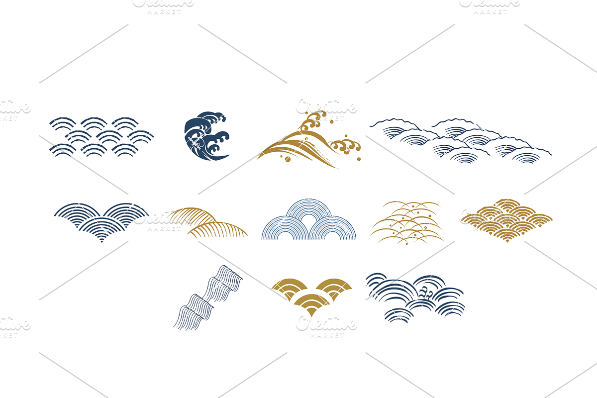 Wave illustration in vintage style, an Object Graphic by marukopum (Photo 2 of 2)