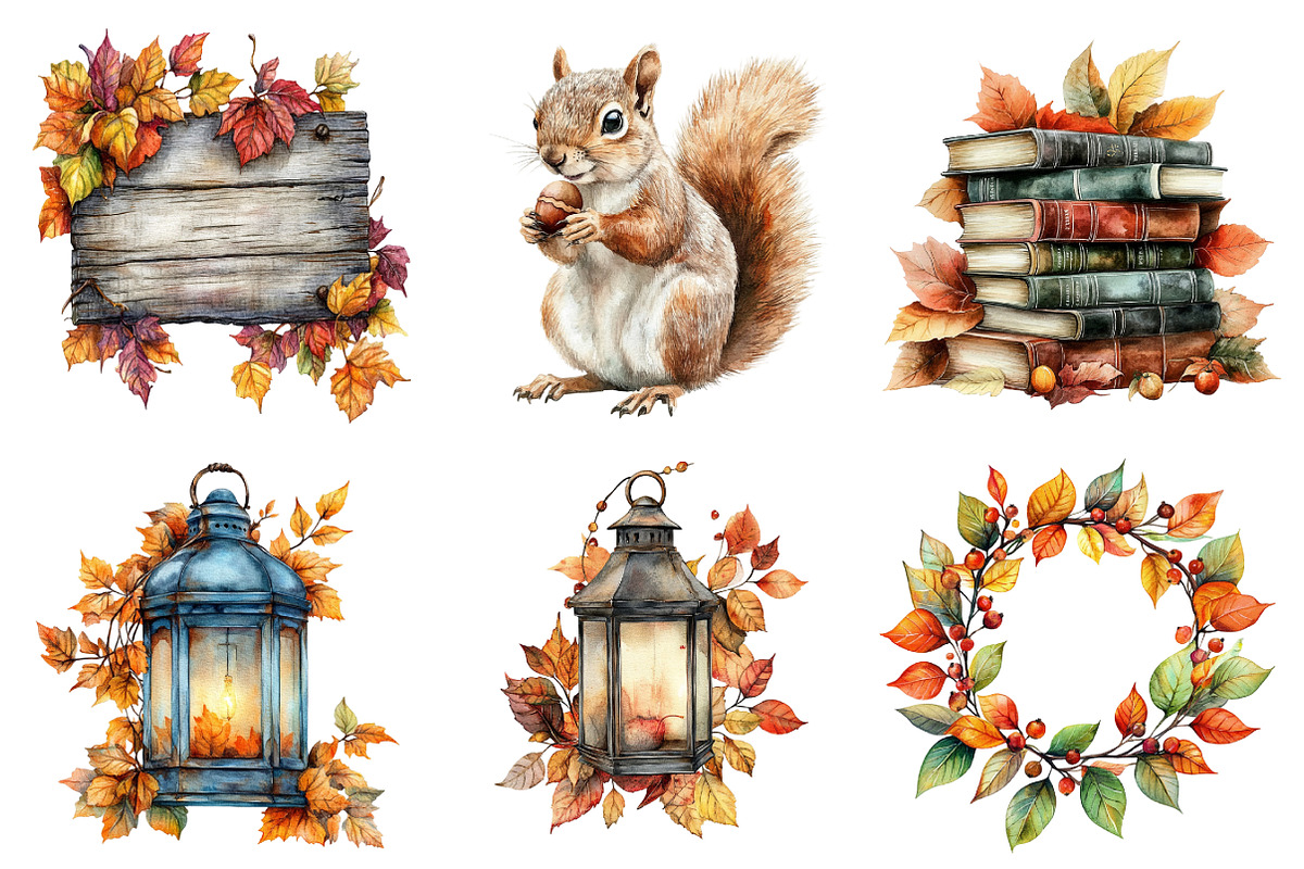 Vintage Autumn Clipart Png, an Illustration by SinaCreation (Photo 5 of 7)