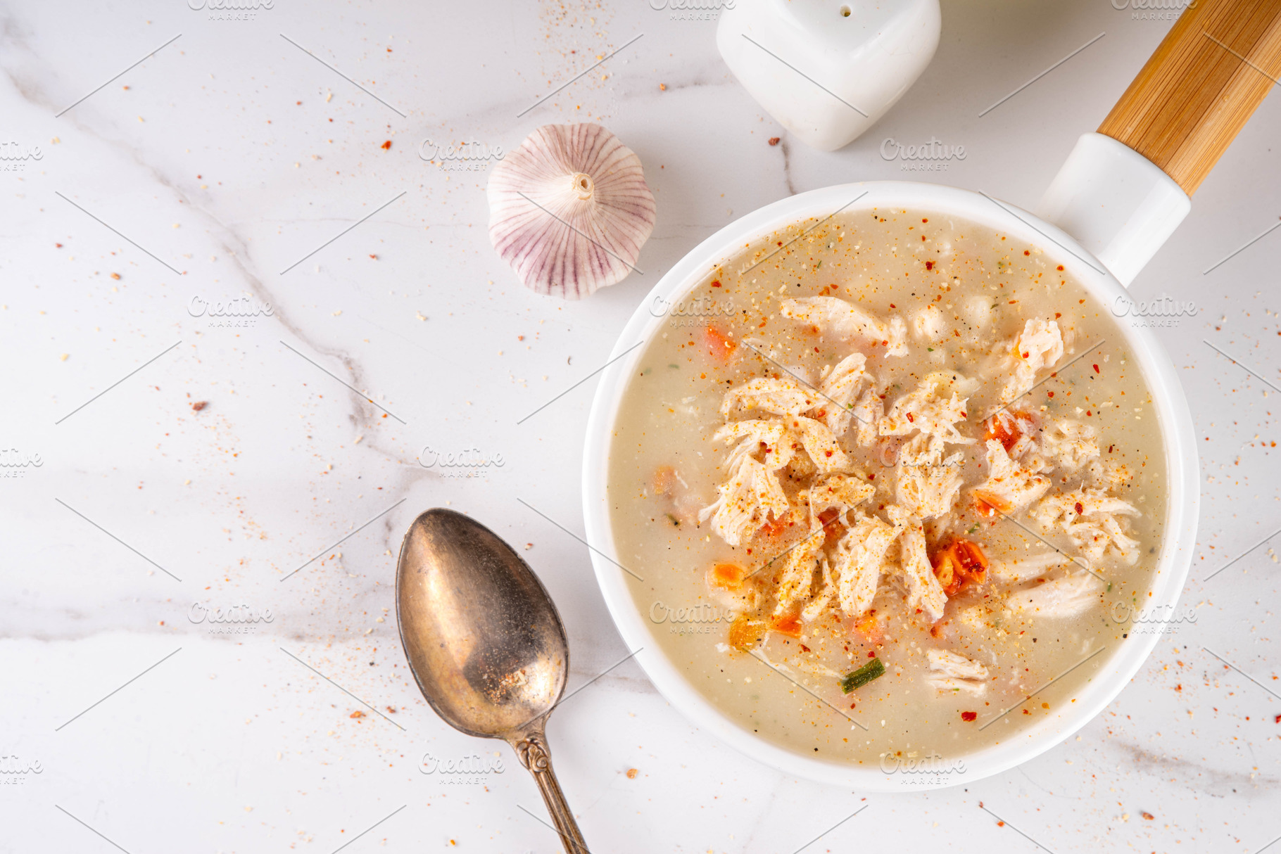Cheese creamy chicken vegetable soup, a Food & Drink Photo by Rimma
