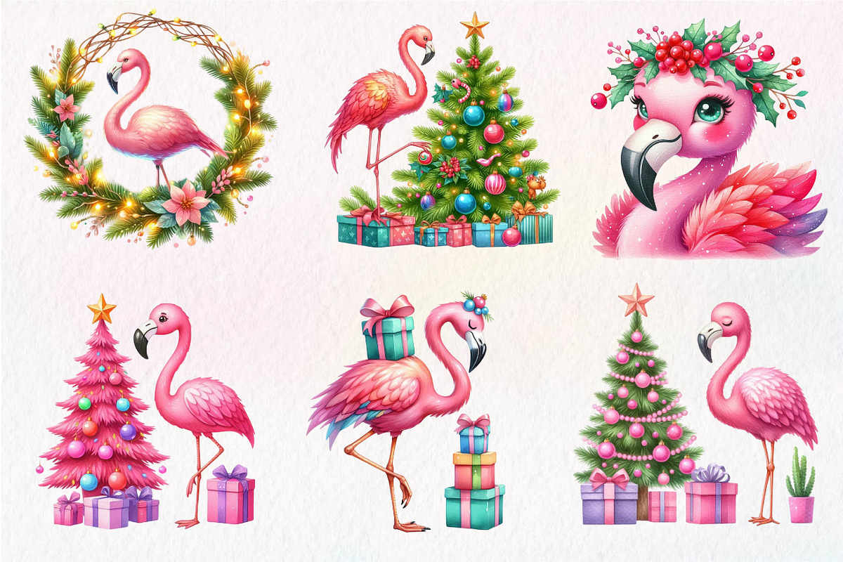 Christmas Flamingo Sublimation, an Illustration by Dream Creation (Photo 2 of 5)