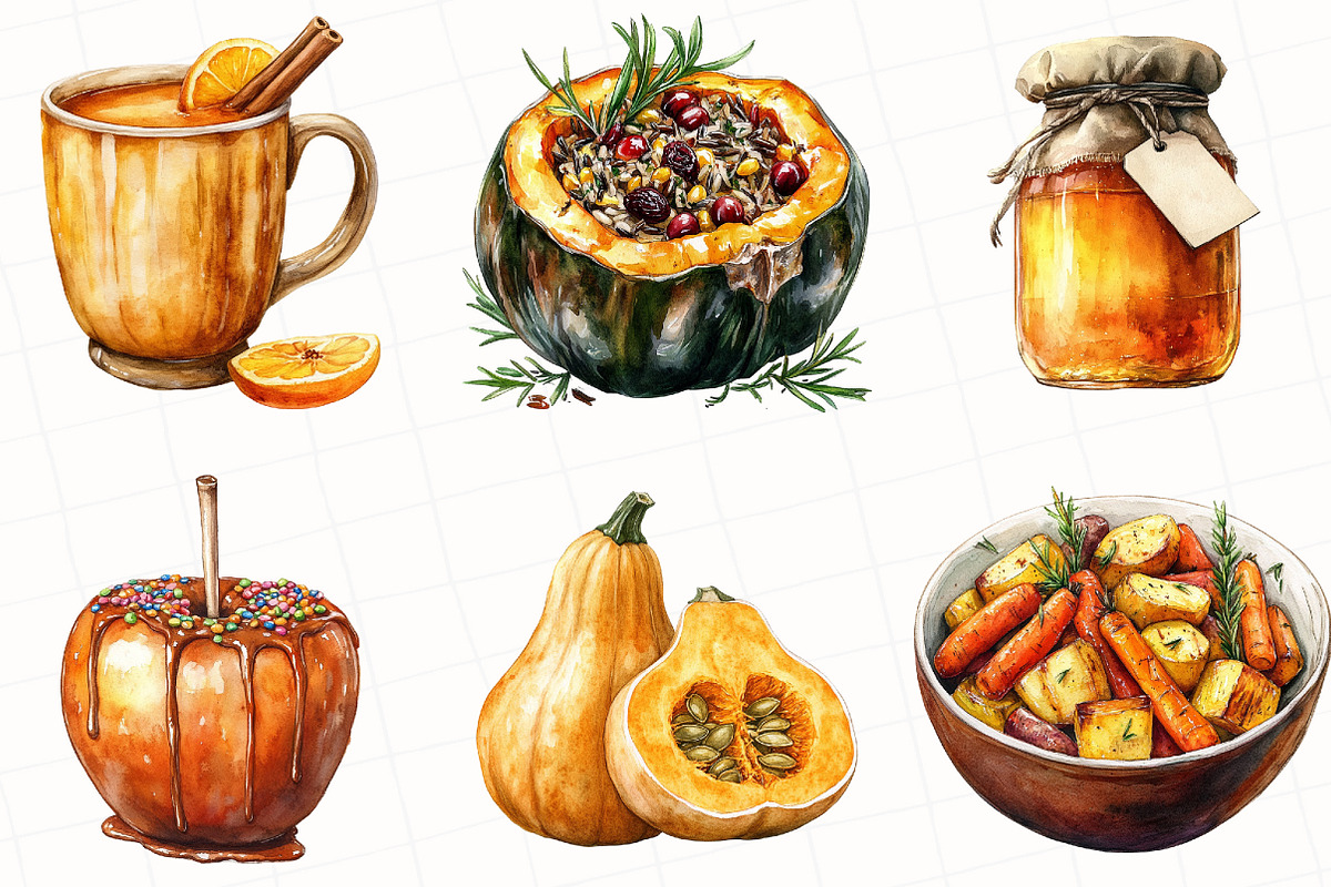 Watercolor Autumn Food clipart, an Illustration by OK Design (Photo 5 of 5)