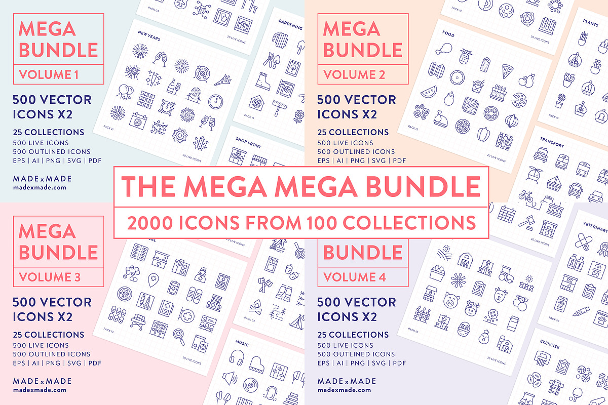 4x Mega Bundle (25% off) Line Icons, an Outline Icon by Made by Made (Photo 1 of 25)