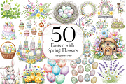 Watercolor Easter Bunny PNG Clipart., an Object Illustration by KennedyStudio (Thumbnail 1 of 5)