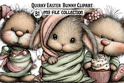 Quirky Easter Bunny Clipart, an Illustration by Dream Creation (Thumbnail 1 of 6)