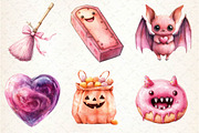 Pink Pastel Halloween Clipart, an Illustration by Dream Creation (Thumbnail 3 of 7)