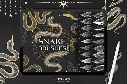 Procreate snake brushes, a Brush Add-On by KsTumanova