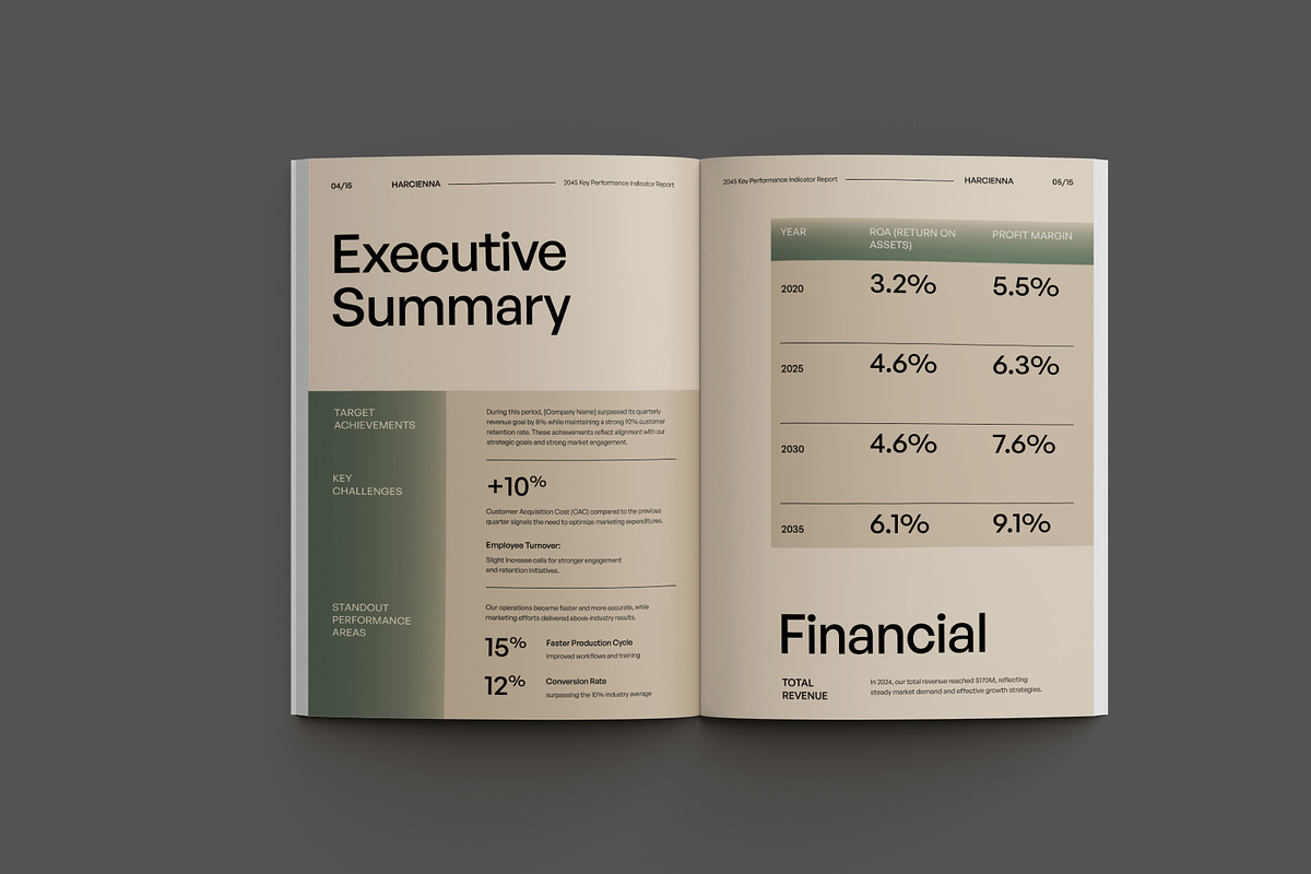 Gradient Green KPI Report, a Brochure Template by Neermana (Photo 5 of 10)