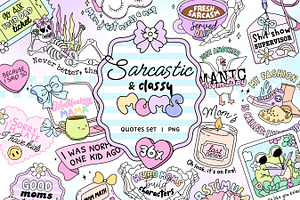 Sarcastic Mom Quotes PNG Bundle, a Person Illustration by Huxmay